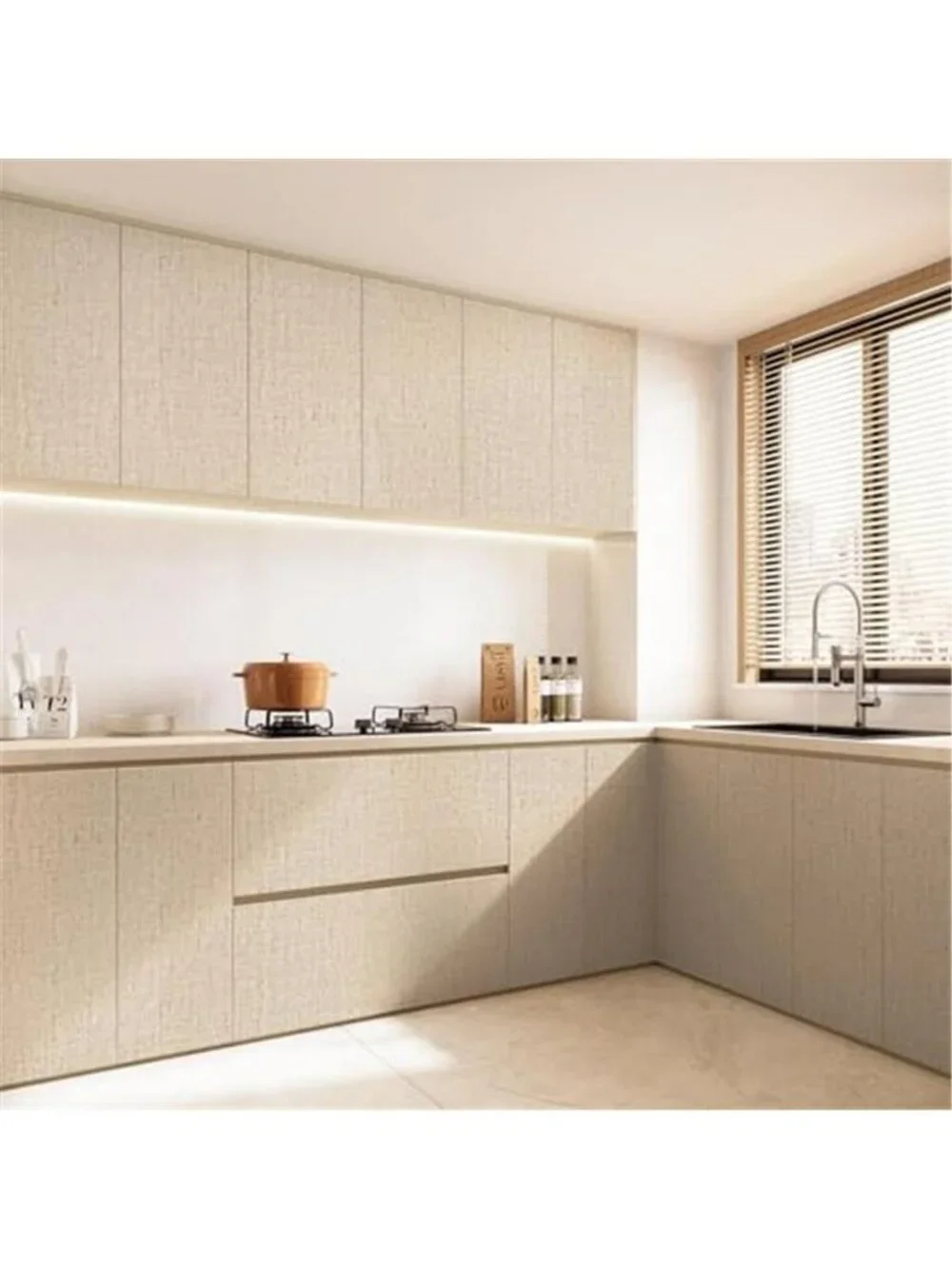 Beige Grasscloth Peel and Stick Wallpaper Textured Contact Paper 15.7